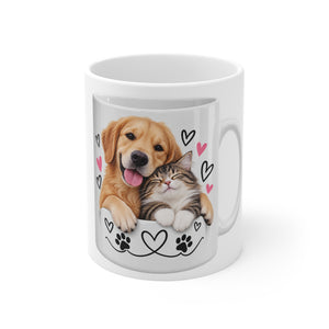Mug Chien et Chat - La Tasse des Amoureux des Animaux (11oz) | Personnalisable