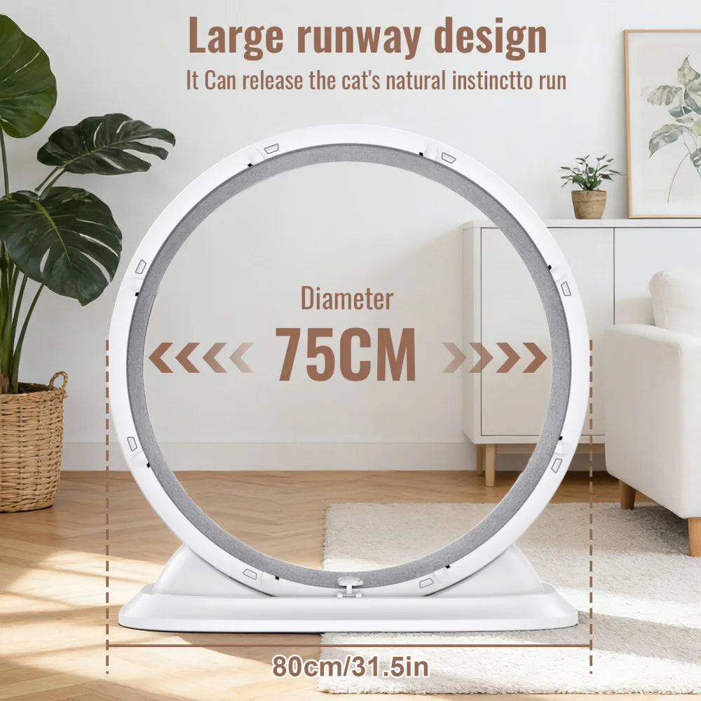 Roue de Course pour Chat – Roulements Silencieux Intégrés, Tapis Griffoir Amovible, Réduit l'Ennui et l'Anxiété