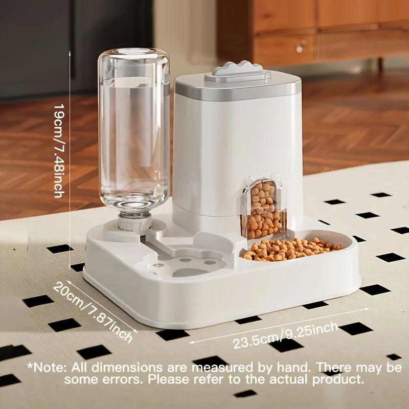 Distributeur d'eau et de nourriture automatique par gravité pour chat - Grande capacité, design anti-déversement tout-en-un