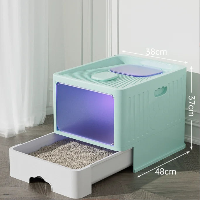 Bac à litière autonettoyant avec rayons ultraviolets pour chat - Maison toilette facile à nettoyer