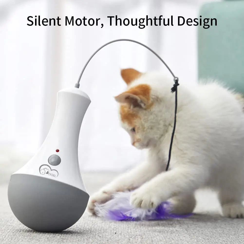 DOEL Jouet Interactif pour Chat – Plume Automatique Rotative, Taquin pour Chaton, Cadeau Idéal