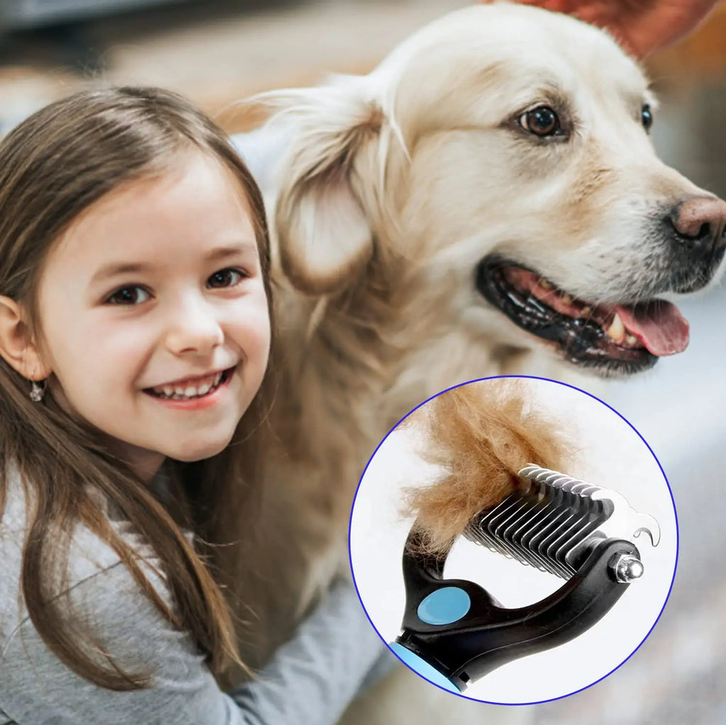 Brosse de toilettage professionnelle anti-mue pour chien et chat - Démêlant et coupe-nœuds