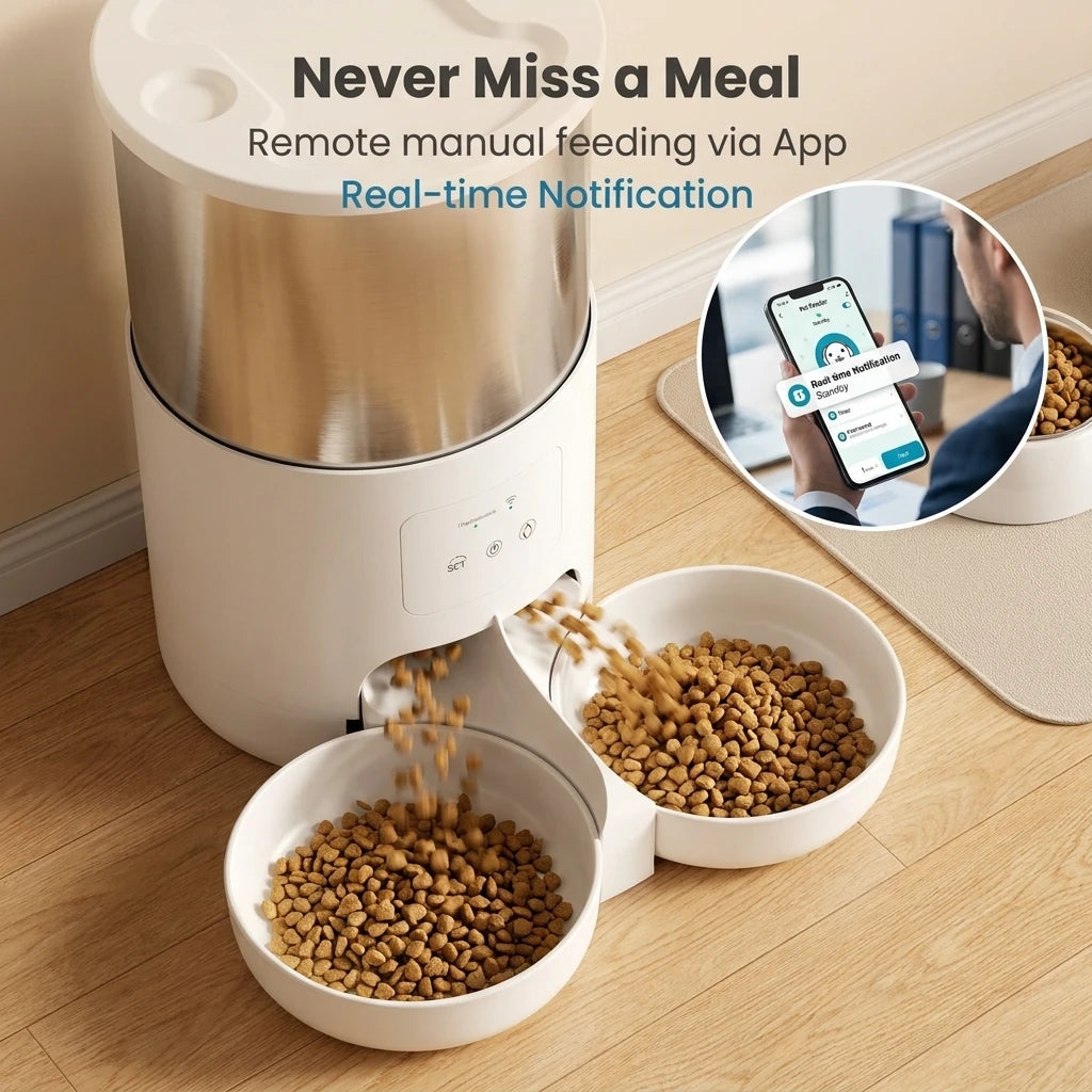 Distributeur automatique 4,5L pour animaux - Application TuYa, fontaine à eau et gamelle à croquettes intelligente pour chats et chiens