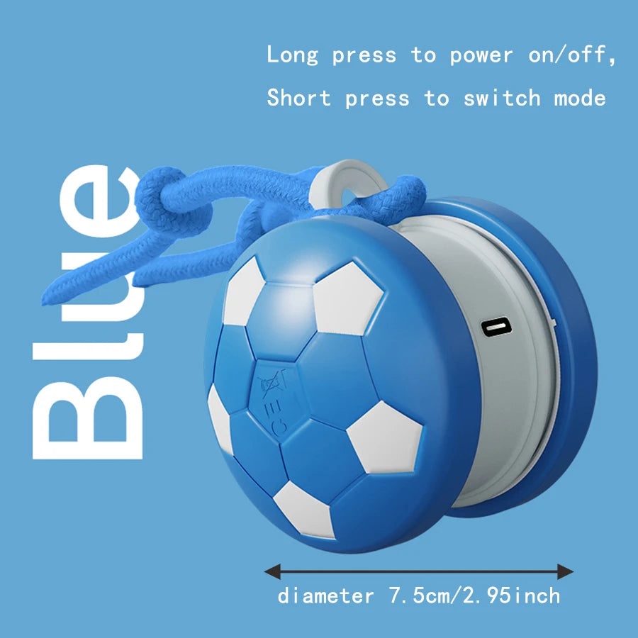 Balle Interactive Électrique pour Chiens et Chats – Double Roue Rotative, Rechargeable USB, Forme Ballon de Football avec Ficelle