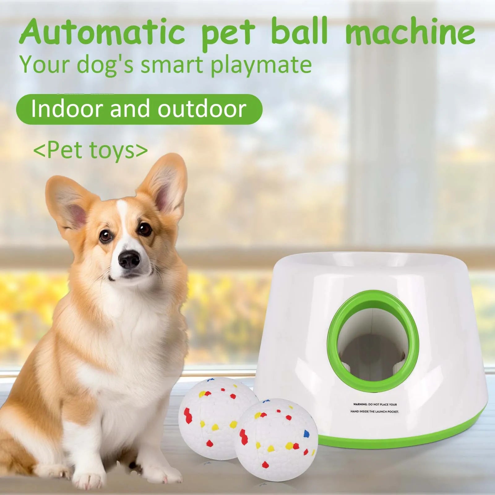 Lance-Balle Automatique pour Chiens – 3 Distances (6/10/14m), Rechargeable, avec 3 Balles de Tennis, Intérieur/Extérieur