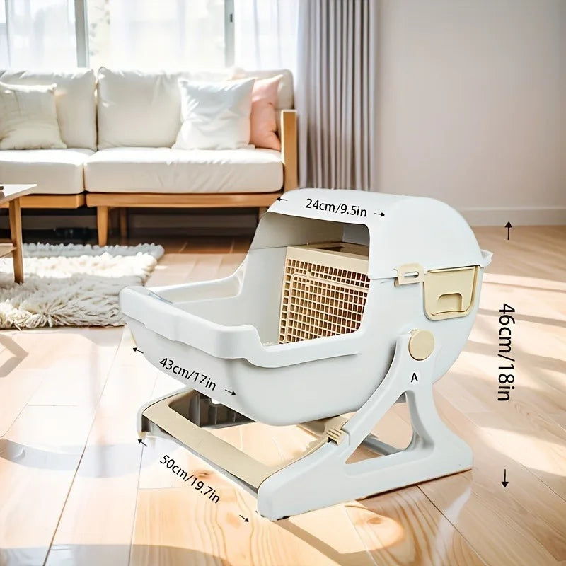 Bac à litière autonettoyant sans électricité pour chat - Sans pelle, plastique ABS durable