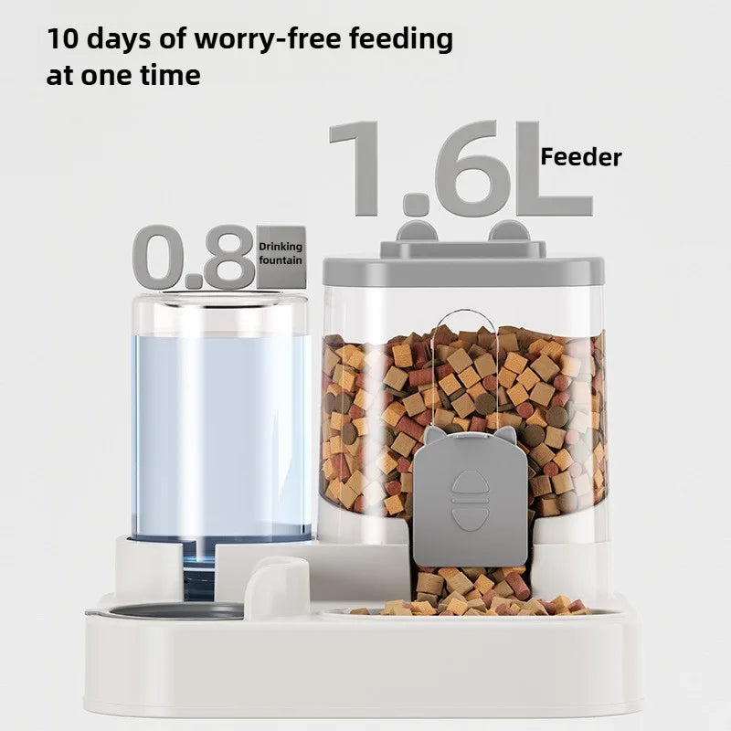 Gamelle Automatique pour Chat avec Design Anti-Déversement et Fontaine à Eau - Distributeur de Nourriture pour Petits, Moyens et Grands Chats et Chiens