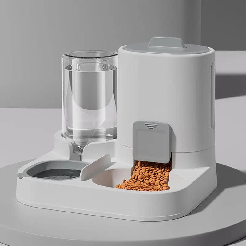 Distributeur d'eau et de nourriture automatique par gravité pour chat - Grande capacité, design anti-déversement tout-en-un
