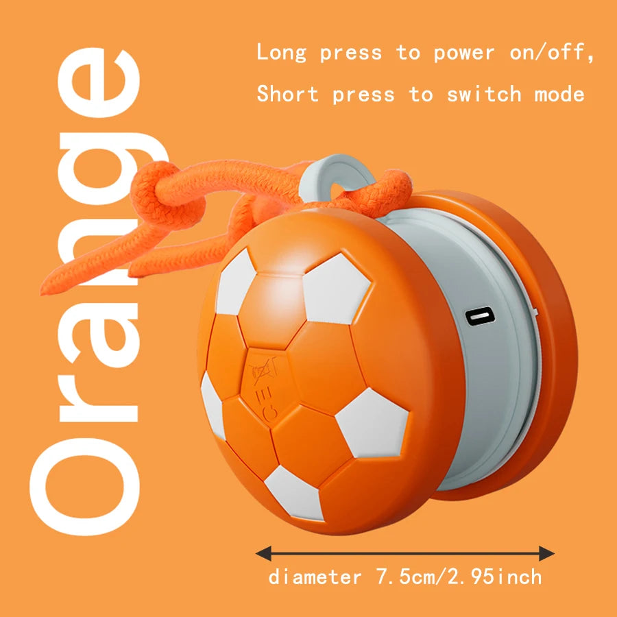 Balle Interactive Électrique pour Chiens et Chats – Double Roue Rotative, Rechargeable USB, Forme Ballon de Football avec Ficelle