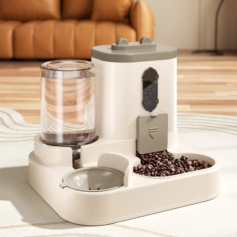 Gamelle Automatique pour Chat avec Design Anti-Déversement et Fontaine à Eau - Distributeur de Nourriture pour Petits, Moyens et Grands Chats et Chiens