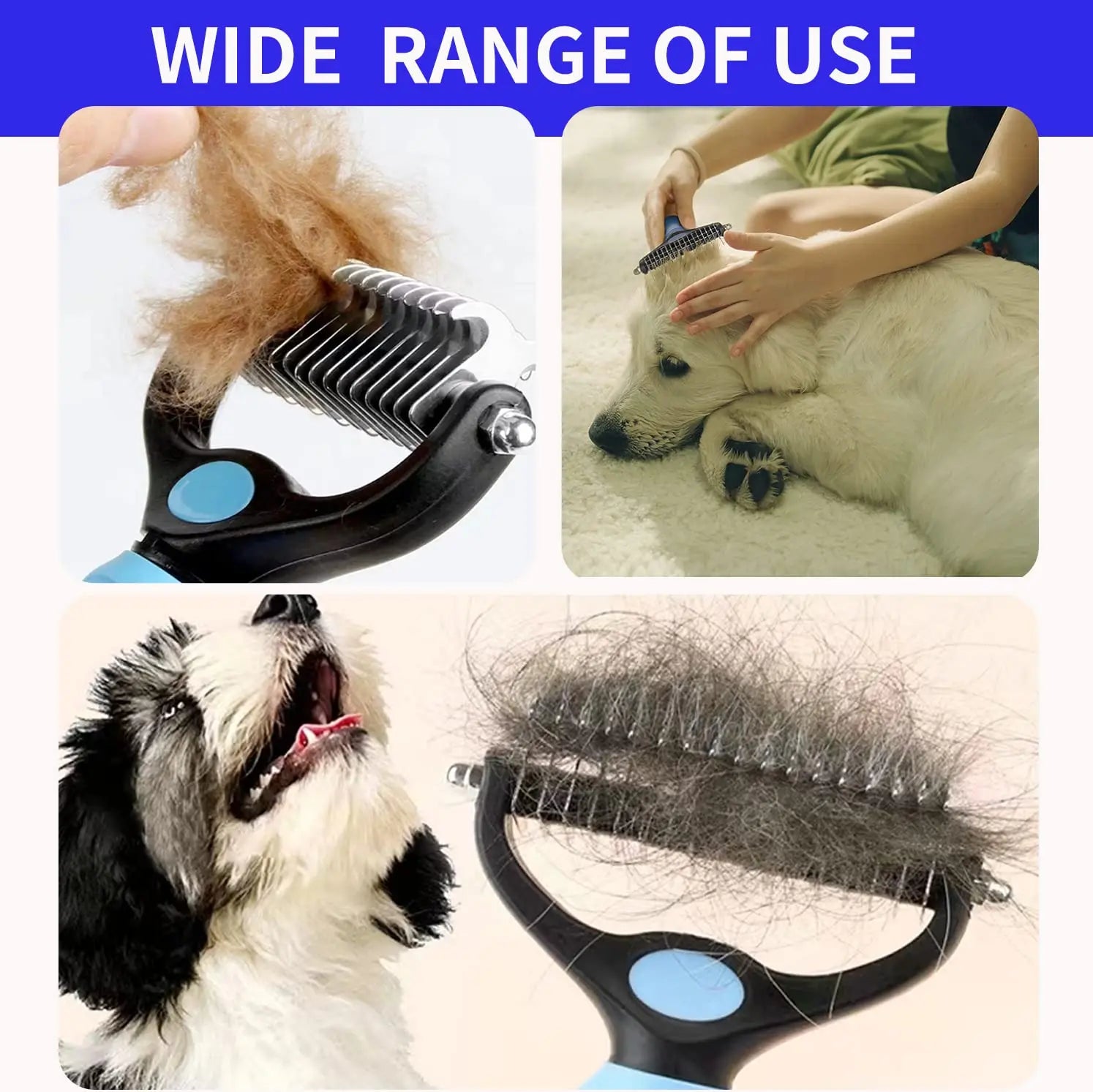 Brosse de toilettage professionnelle anti-mue pour chien et chat - Démêlant et coupe-nœuds