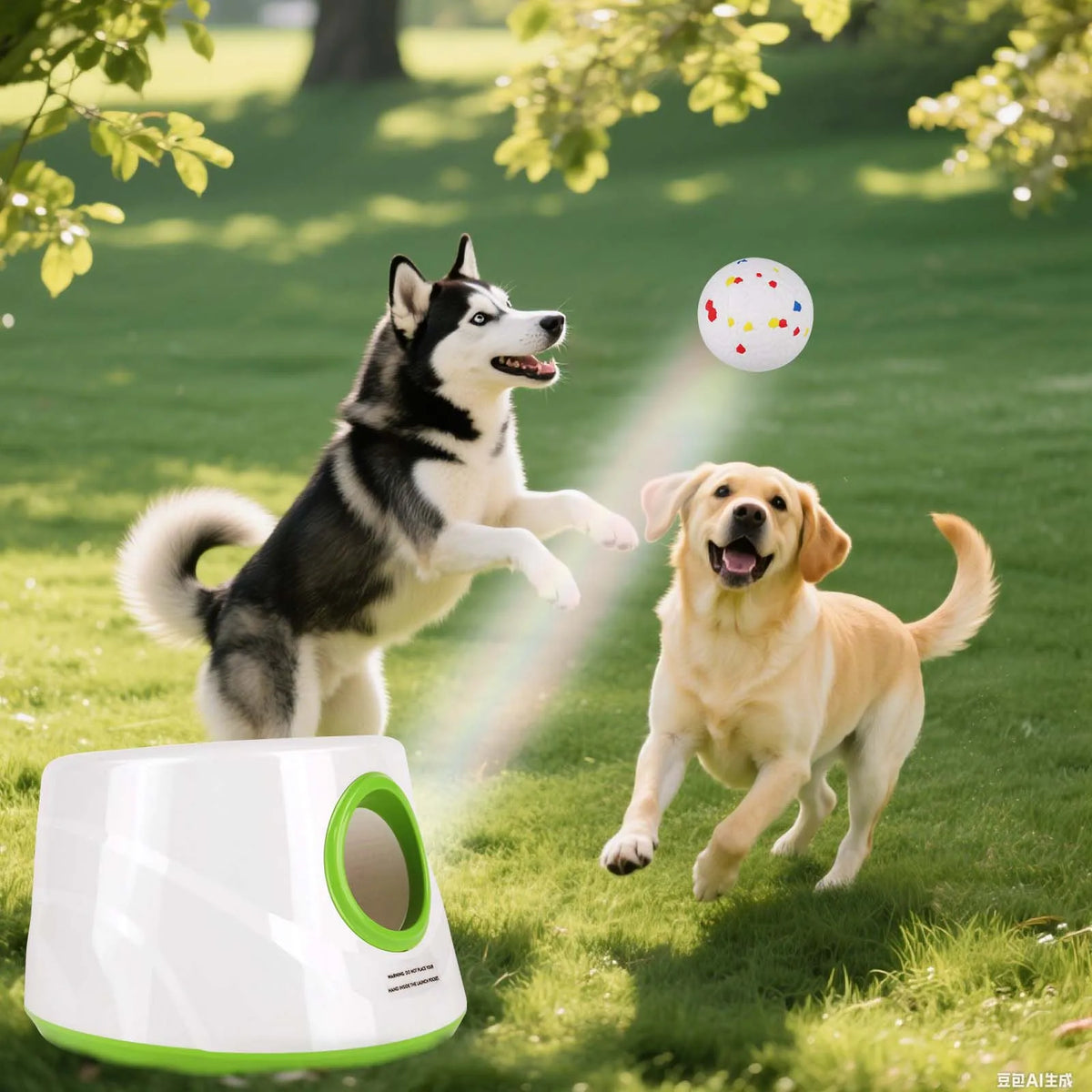 Lance-Balle Automatique pour Chiens – 3 Distances (6/10/14m), Rechargeable, avec 3 Balles de Tennis, Intérieur/Extérieur