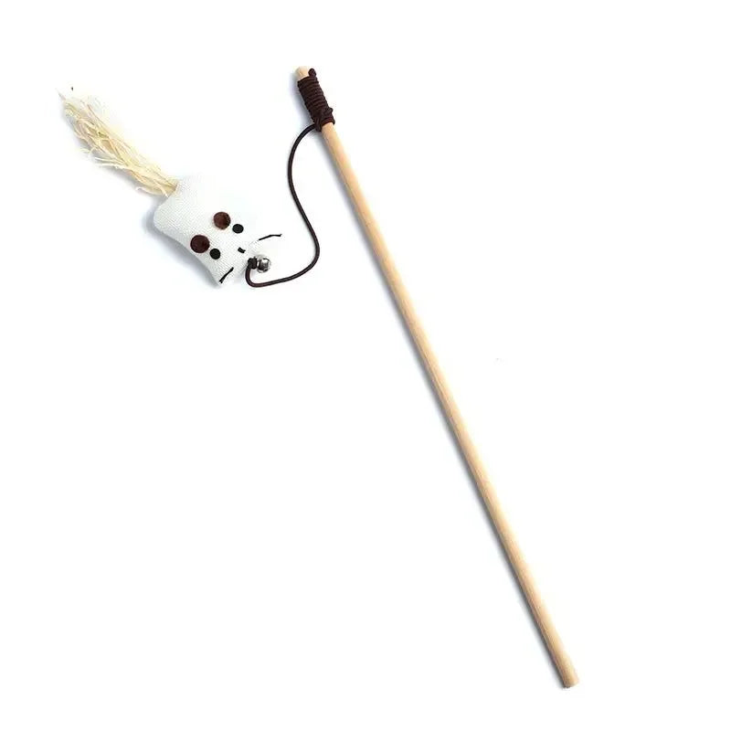 Canne à Pêche pour Chat – Jouet Interactif en Bois avec Plumes Colorées, Idéal pour Chaton
