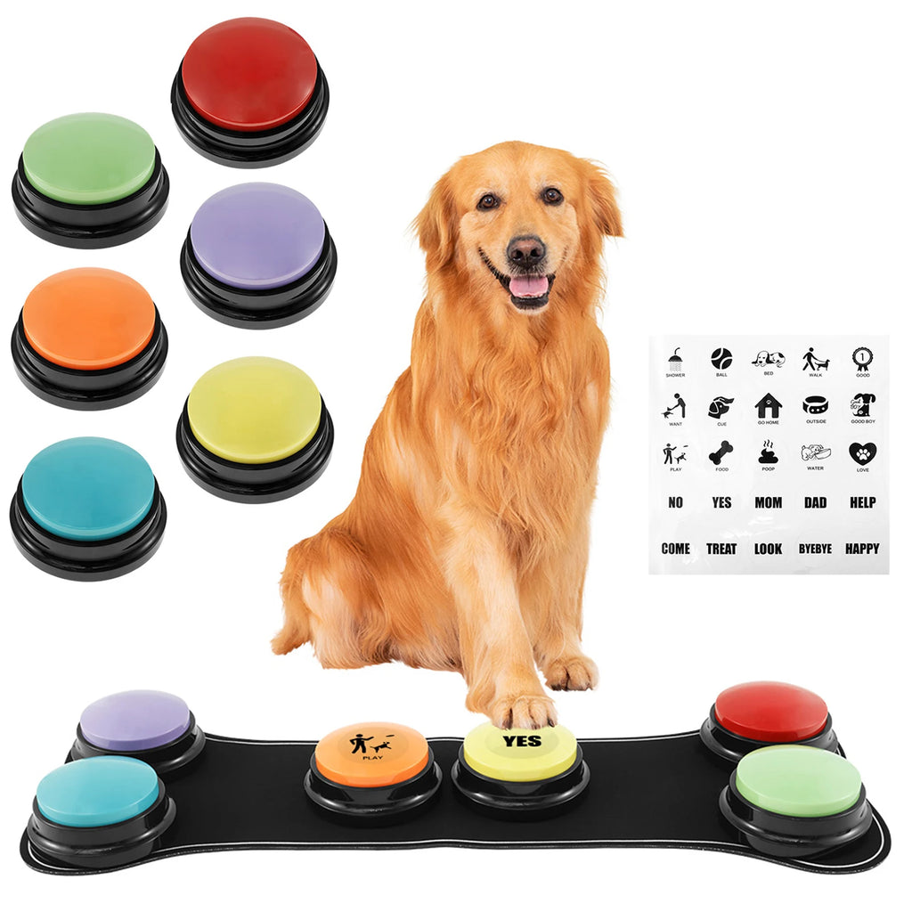 Boutons de Communication pour Chien – Lot de 6, Tapis Antidérapant, Enregistrement Vocal 30 Secondes pour Dressage
