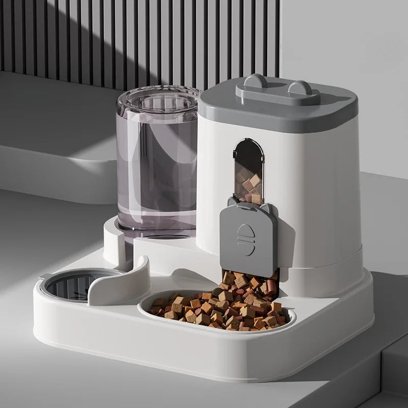 Gamelle Automatique pour Chat avec Design Anti-Déversement et Fontaine à Eau - Distributeur de Nourriture pour Petits, Moyens et Grands Chats et Chiens