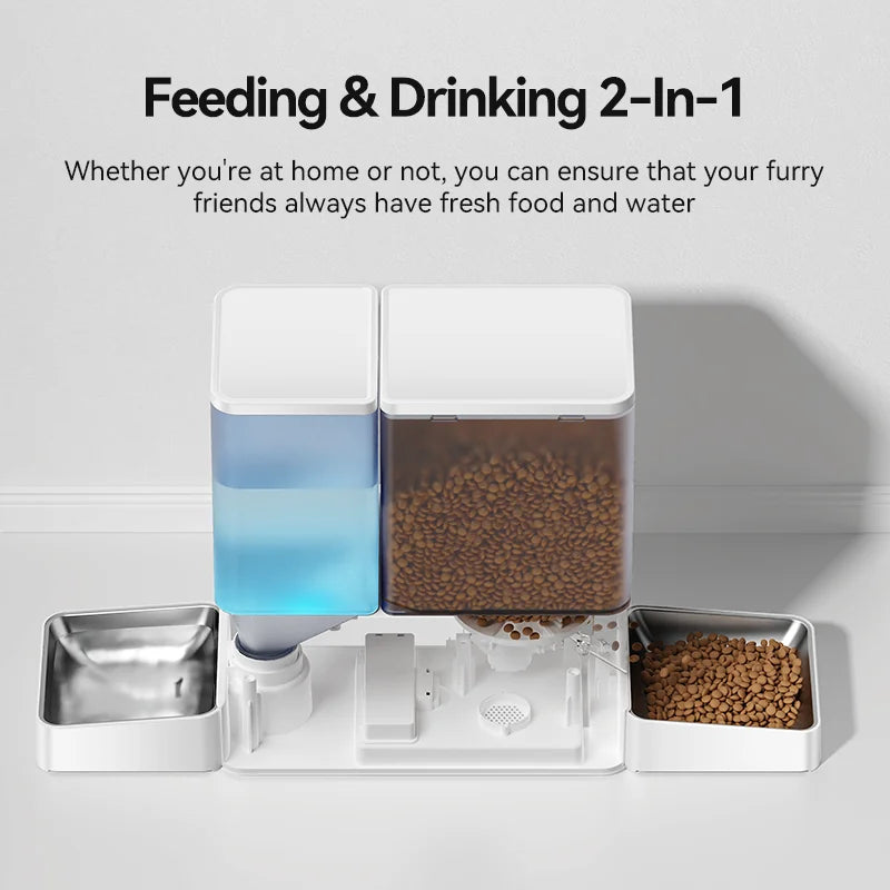 ROJECO 8,5L Distributeur automatique pour animaux avec fontaine à eau - WiFi, application, 5L nourriture + 3,5L eau par gravité