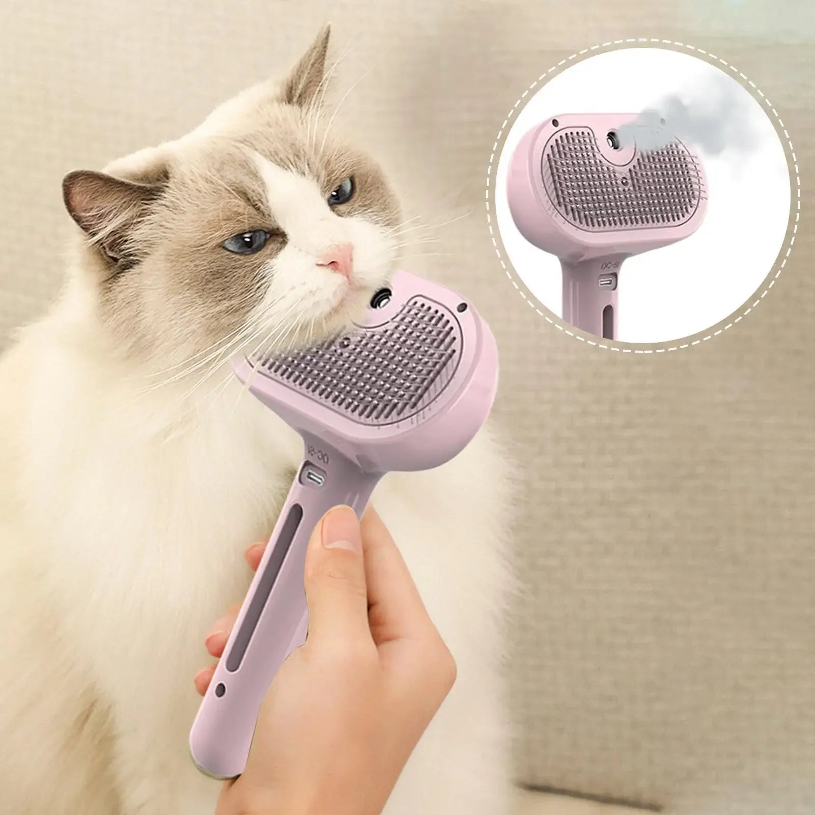 Brosse vapeur électrique 3 en 1 pour chien et chat - Toilettage, démêlage et massage