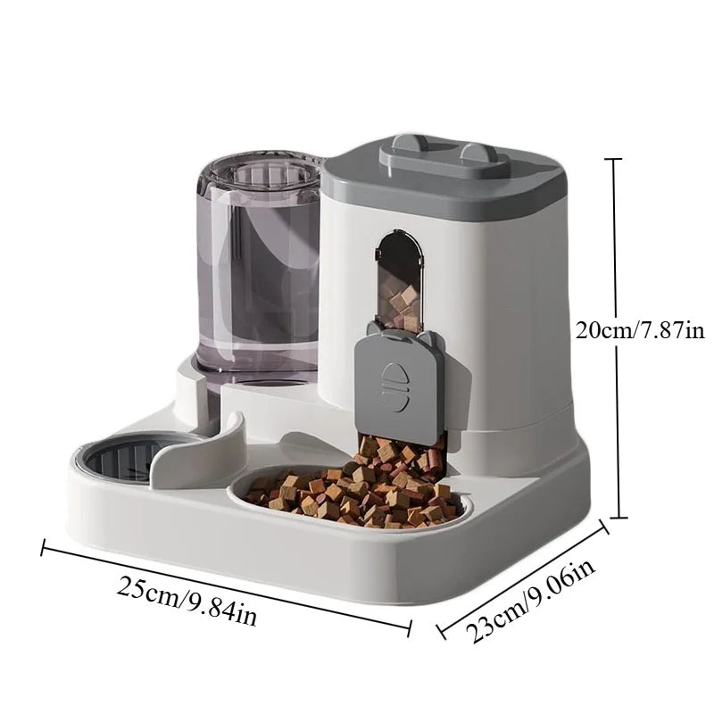 Gamelle Automatique pour Chat avec Design Anti-Déversement et Fontaine à Eau - Distributeur de Nourriture pour Petits, Moyens et Grands Chats et Chiens