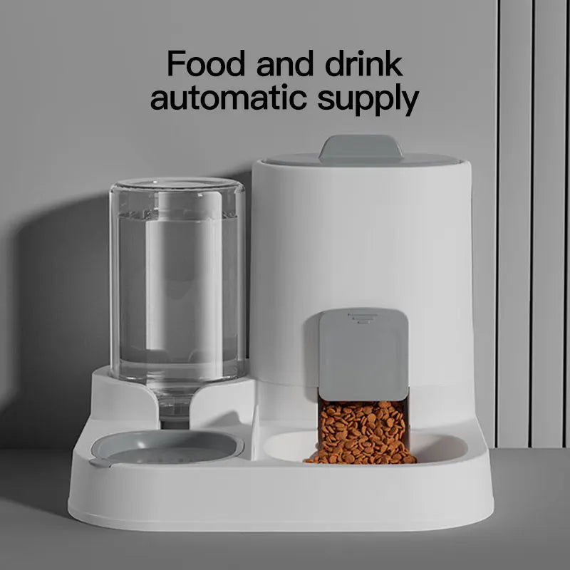 Distributeur d'eau et de nourriture automatique par gravité pour chat - Grande capacité, design anti-déversement tout-en-un