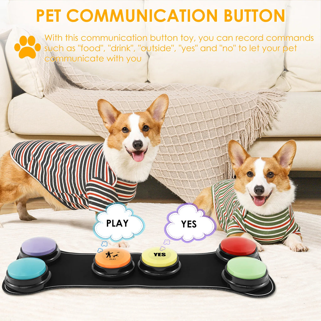 Boutons de Communication pour Chien – Lot de 6, Tapis Antidérapant, Enregistrement Vocal 30 Secondes pour Dressage