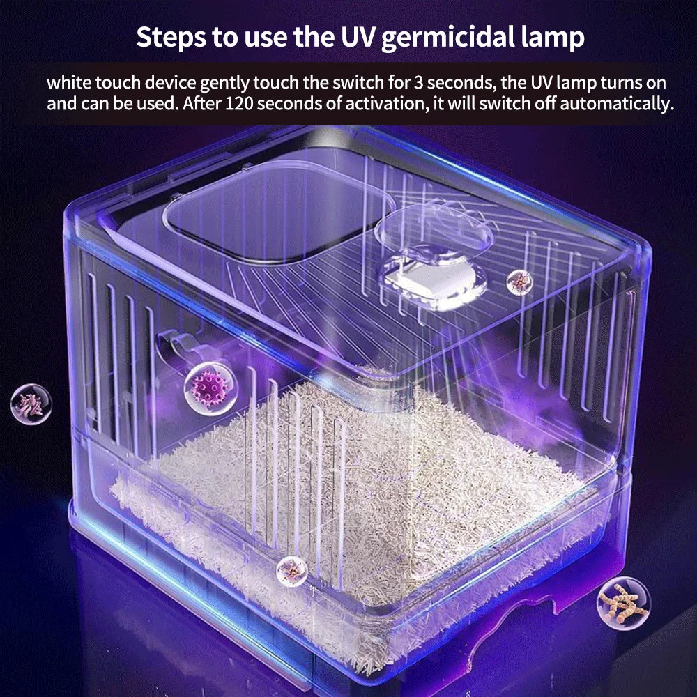 Bac à litière autonettoyant avec rayons ultraviolets pour chat - Maison toilette facile à nettoyer