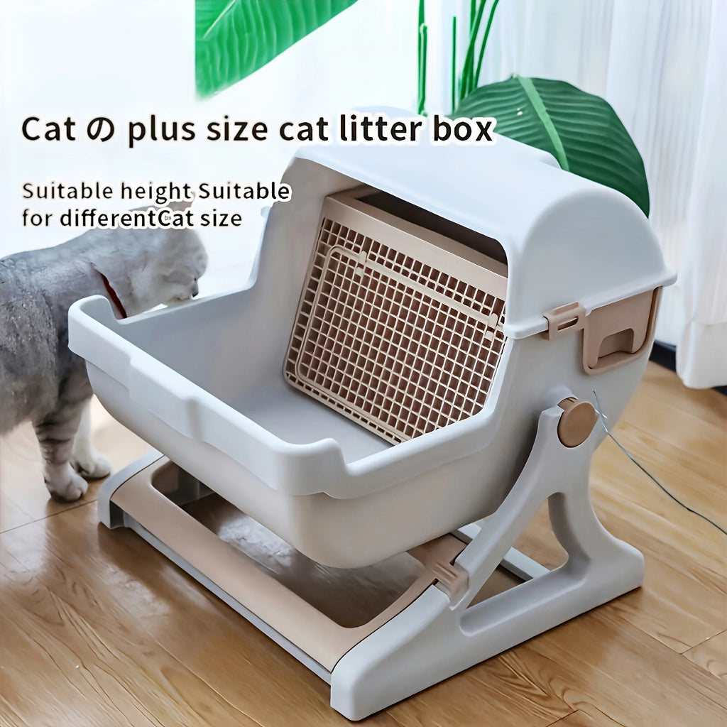 Bac à litière autonettoyant sans électricité pour chat - Sans pelle, plastique ABS durable
