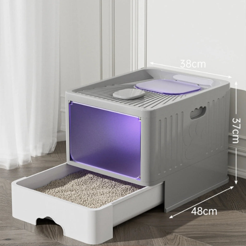 Bac à litière autonettoyant avec rayons ultraviolets pour chat - Maison toilette facile à nettoyer