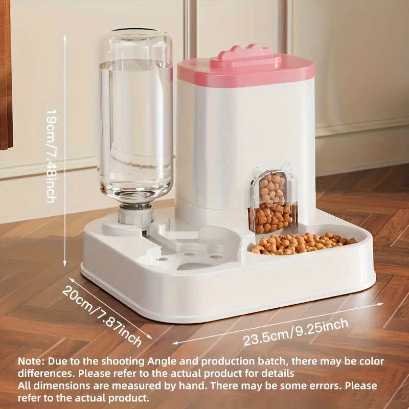 Distributeur d'eau et de nourriture automatique par gravité pour chat - Grande capacité, design anti-déversement tout-en-un