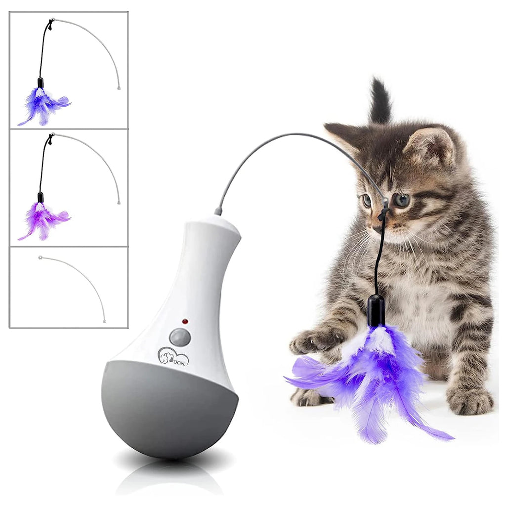 DOEL Jouet Interactif pour Chat – Plume Automatique Rotative, Taquin pour Chaton, Cadeau Idéal