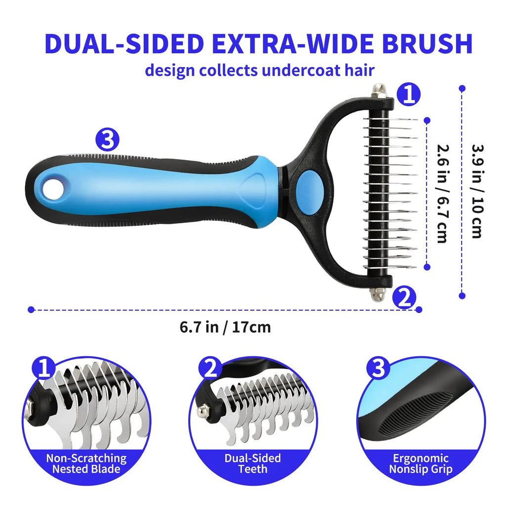 Brosse de toilettage professionnelle anti-mue pour chien et chat - Démêlant et coupe-nœuds