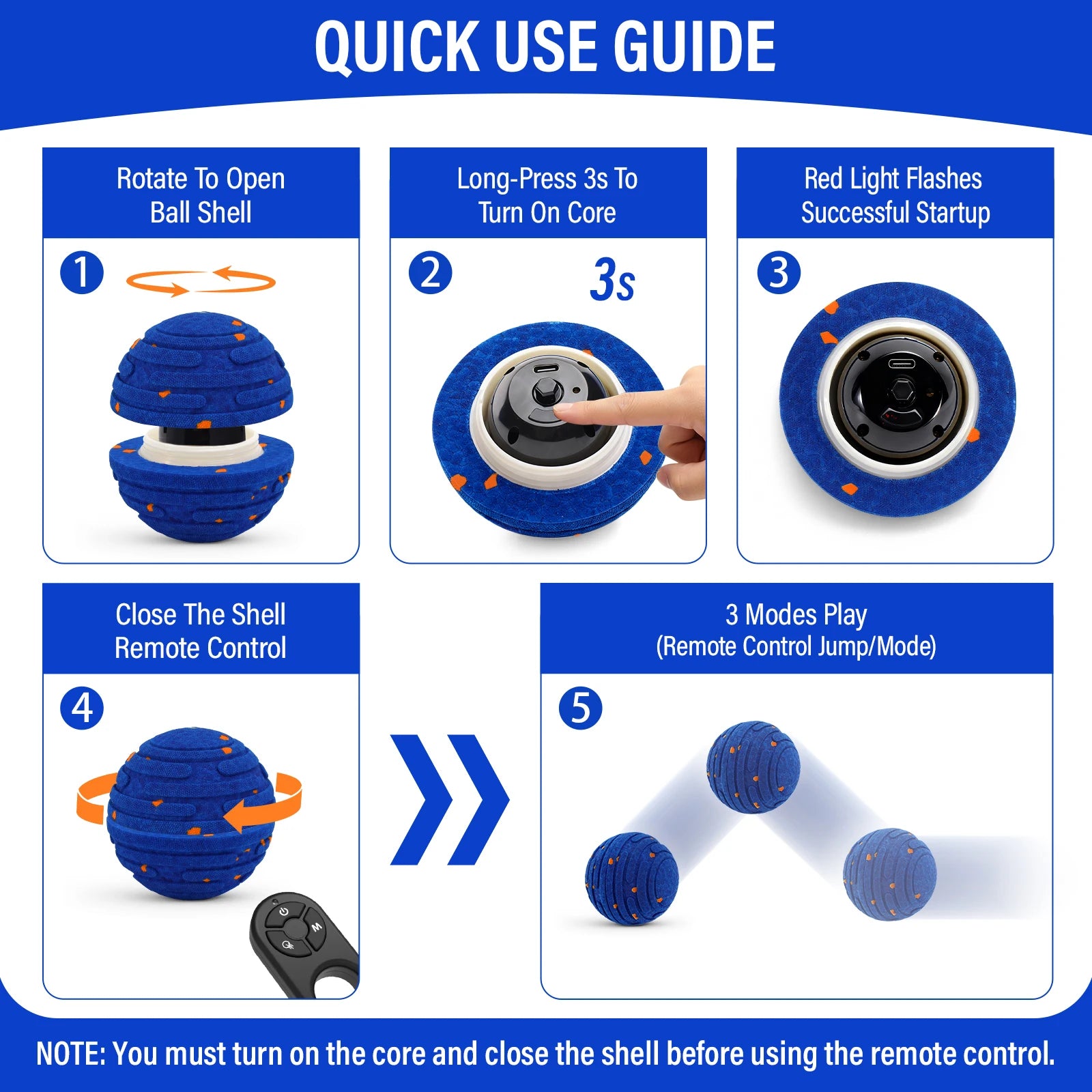 Jouet Interactif Intelligent pour Chien – Balle E-TPU Incassable, Rechargeable, Télécommandée, pour Petits et Moyens Chiens