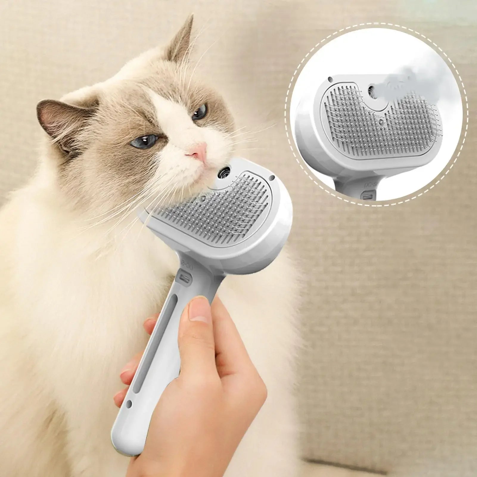 Brosse vapeur électrique 3 en 1 pour chien et chat - Toilettage, démêlage et massage