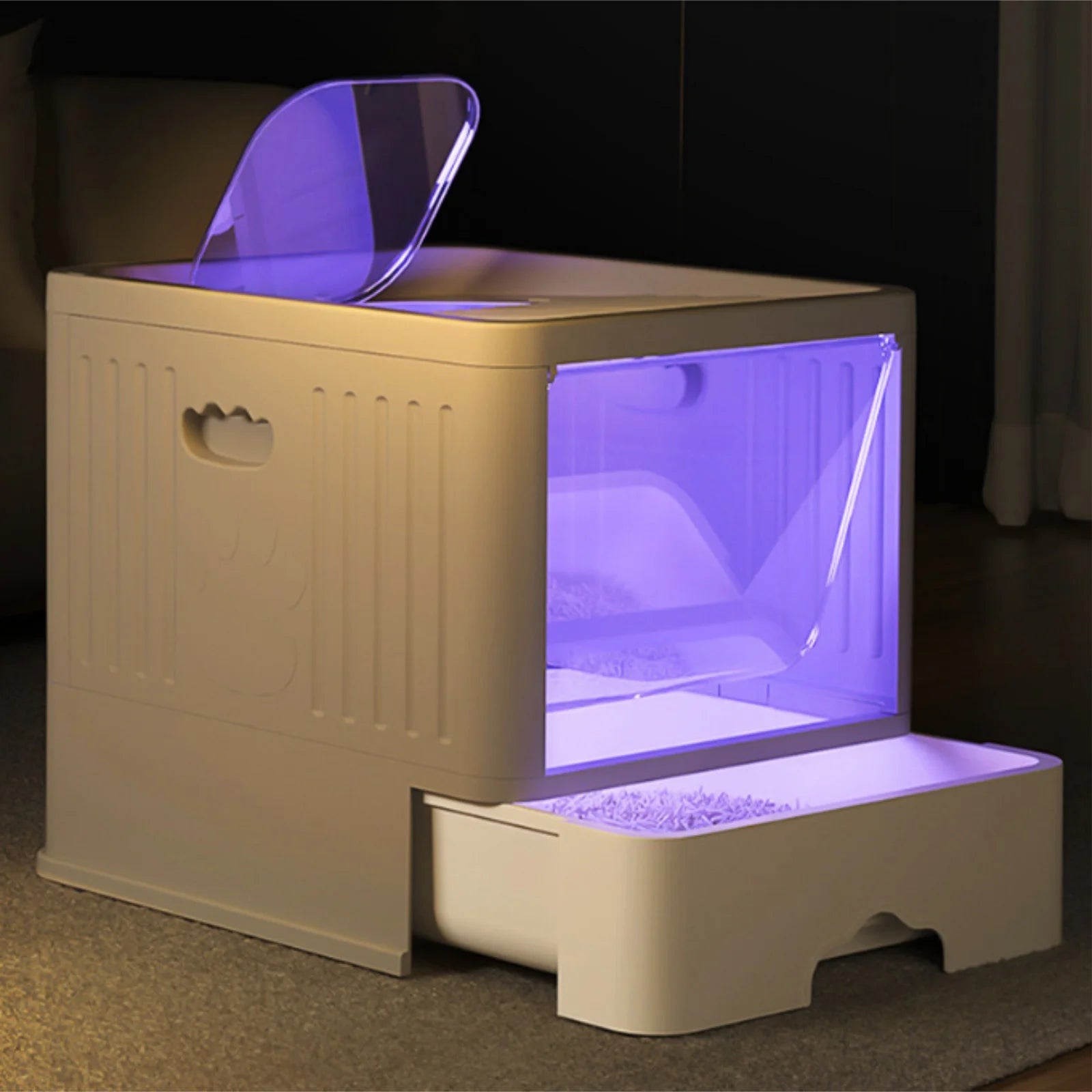 Bac à litière autonettoyant avec rayons ultraviolets pour chat - Maison toilette facile à nettoyer