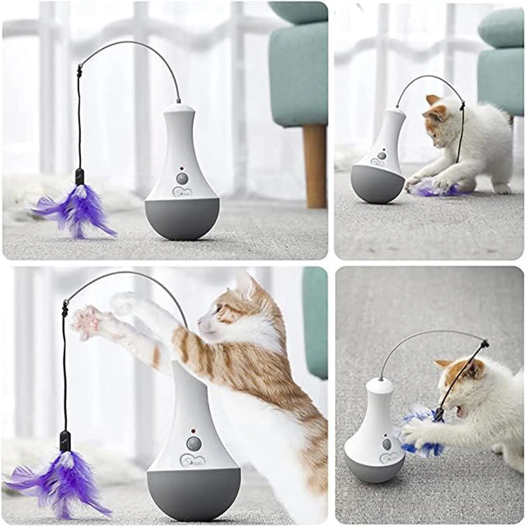 DOEL Jouet Interactif pour Chat – Plume Automatique Rotative, Taquin pour Chaton, Cadeau Idéal