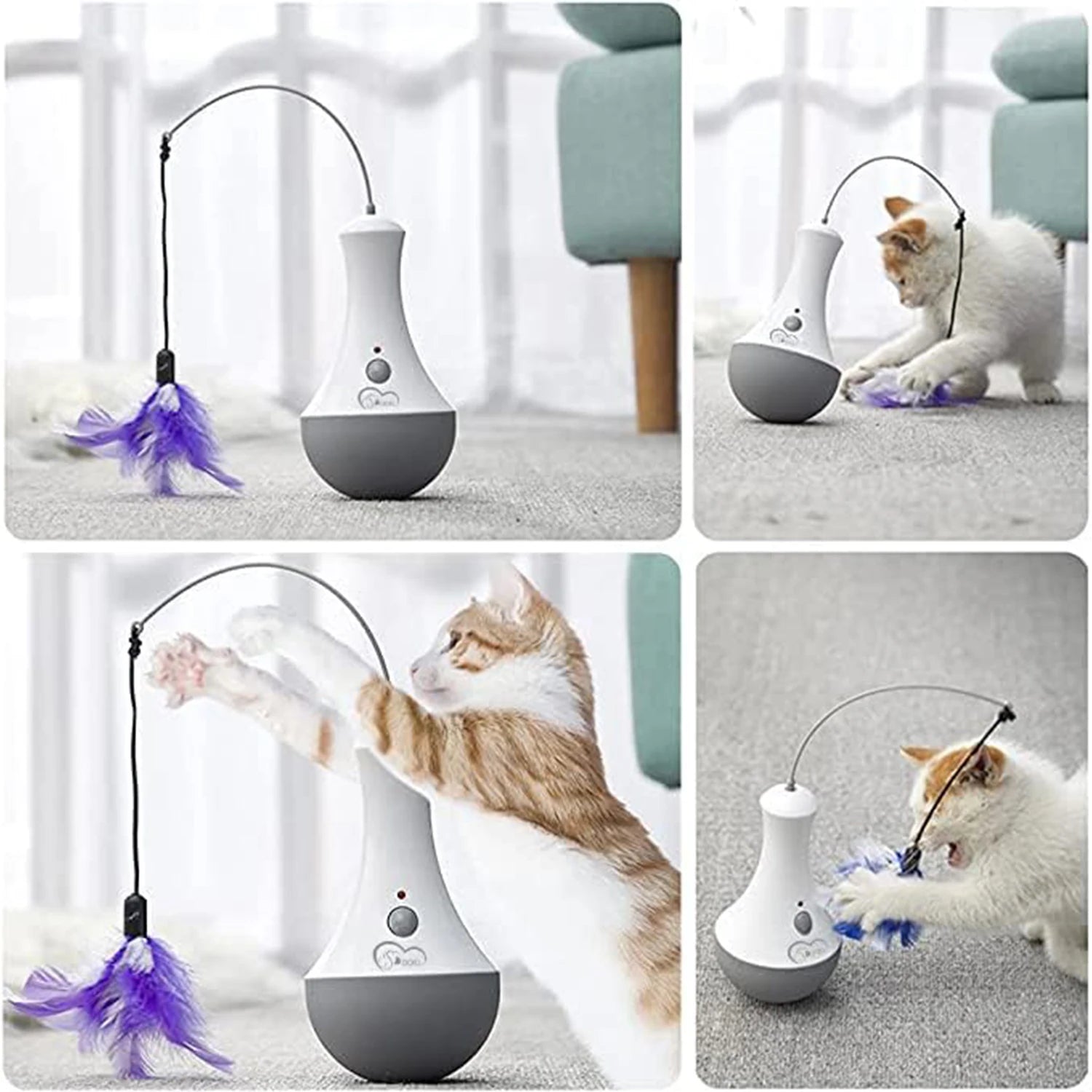 DOEL Jouet Interactif pour Chat – Plume Automatique Rotative, Taquin pour Chaton, Cadeau Idéal