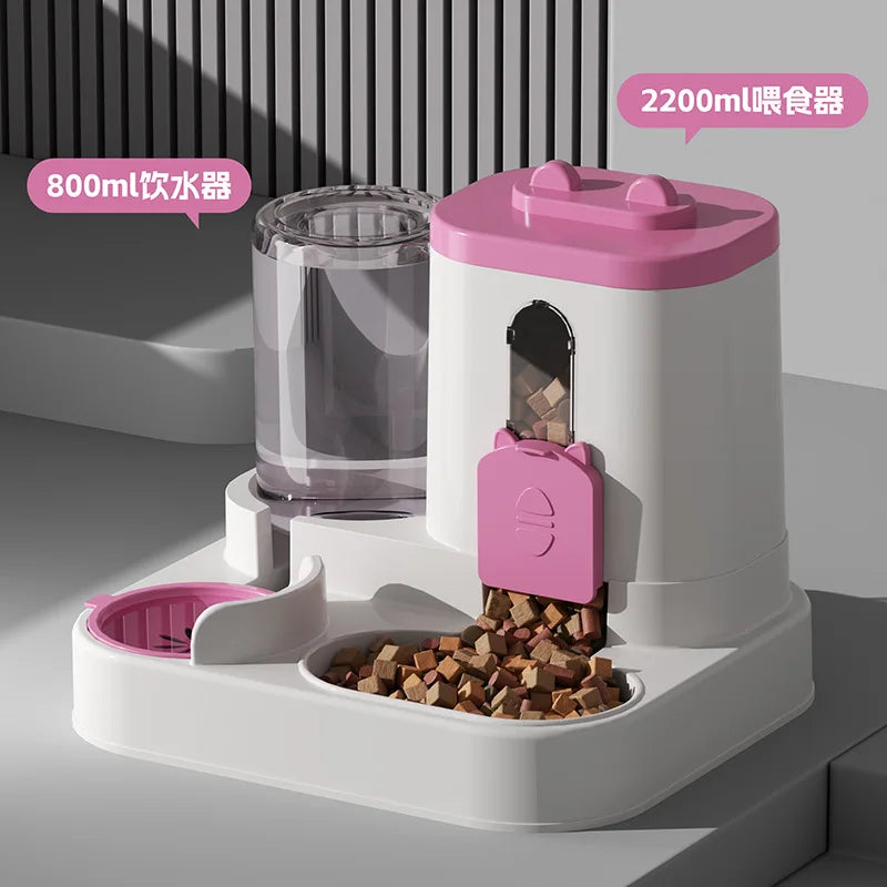 Gamelle Automatique pour Chat avec Design Anti-Déversement et Fontaine à Eau - Distributeur de Nourriture pour Petits, Moyens et Grands Chats et Chiens