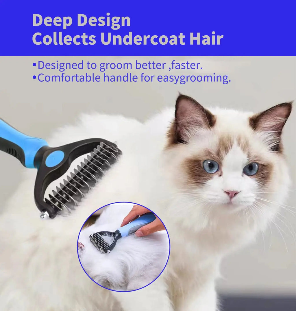 Brosse de toilettage professionnelle anti-mue pour chien et chat - Démêlant et coupe-nœuds