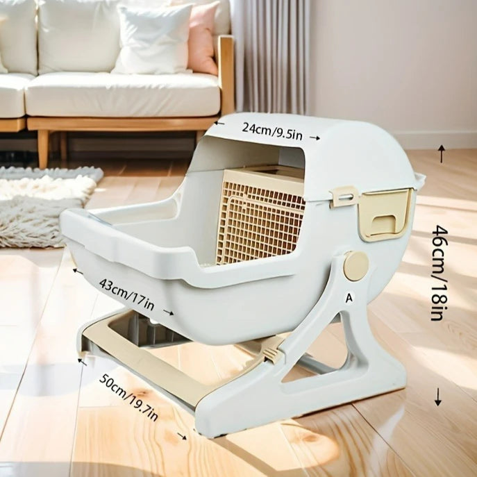 Bac à litière autonettoyant sans électricité pour chat - Sans pelle, plastique ABS durable