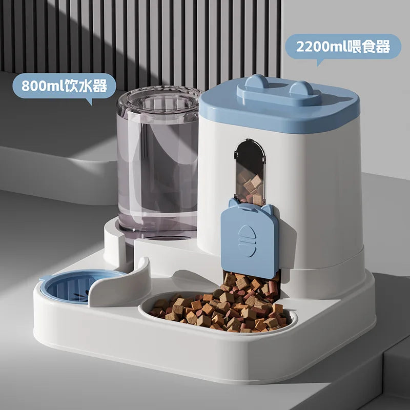 Gamelle Automatique pour Chat avec Design Anti-Déversement et Fontaine à Eau - Distributeur de Nourriture pour Petits, Moyens et Grands Chats et Chiens
