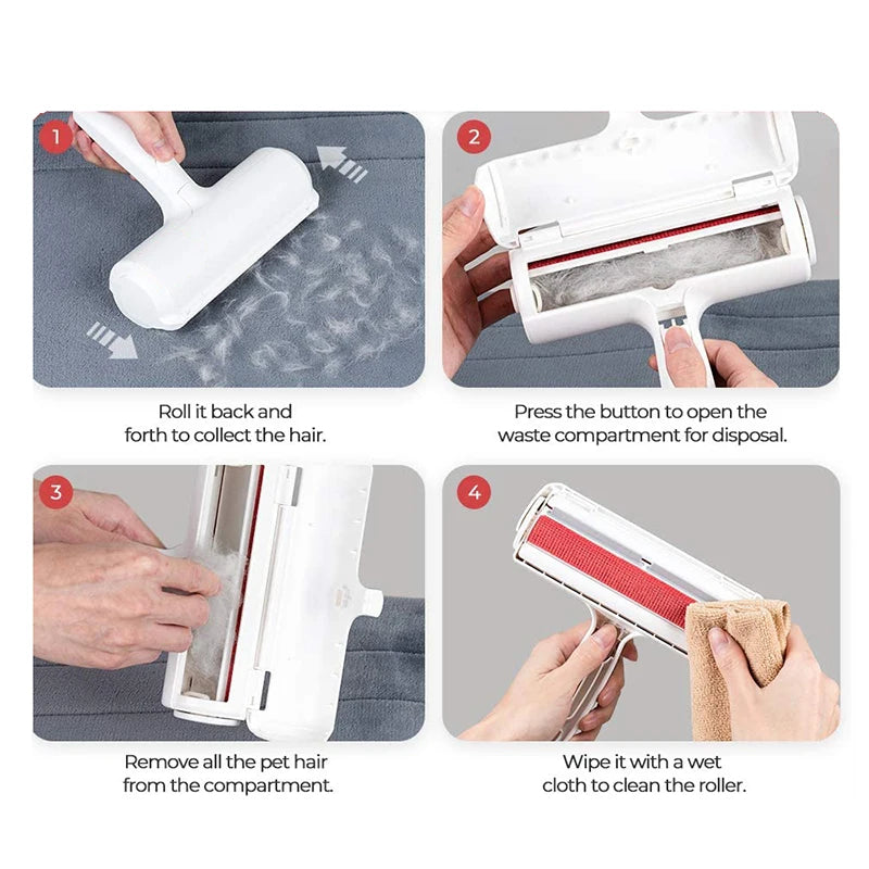 Rouleau ramasse-poils réutilisable pour chien et chat - Brosse anti-poils canapé, vêtements et voiture