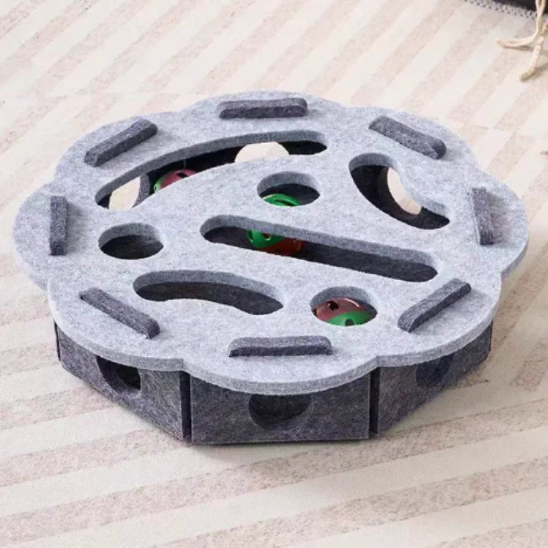 Jouet Puzzle Labyrinthe Interactif pour Chat – Boîte en Feutre avec Balle à Clochette, Trous, Accessoire pour Chaton