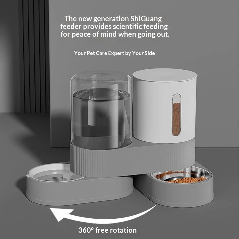 Distributeur automatique de nourriture et d'eau grande capacité - Gamelle intelligente gravitationnelle pour chien et chat