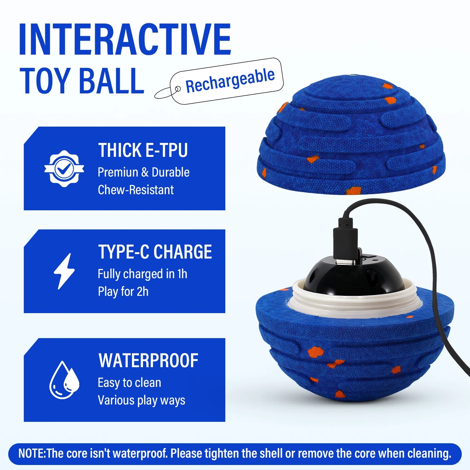 Jouet Interactif Intelligent pour Chien – Balle E-TPU Incassable, Rechargeable, Télécommandée, pour Petits et Moyens Chiens