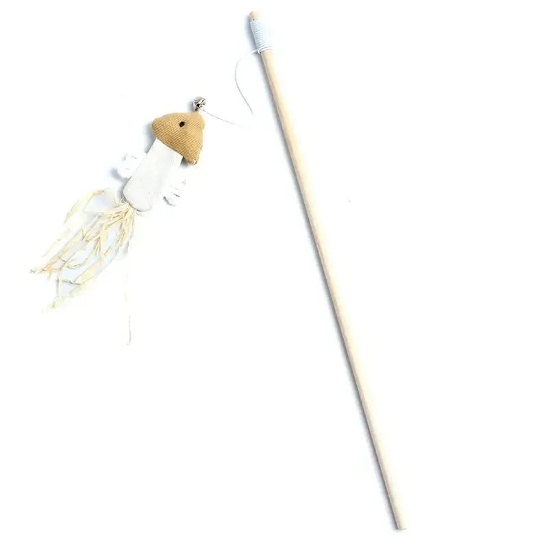 Canne à Pêche pour Chat – Jouet Interactif en Bois avec Plumes Colorées, Idéal pour Chaton