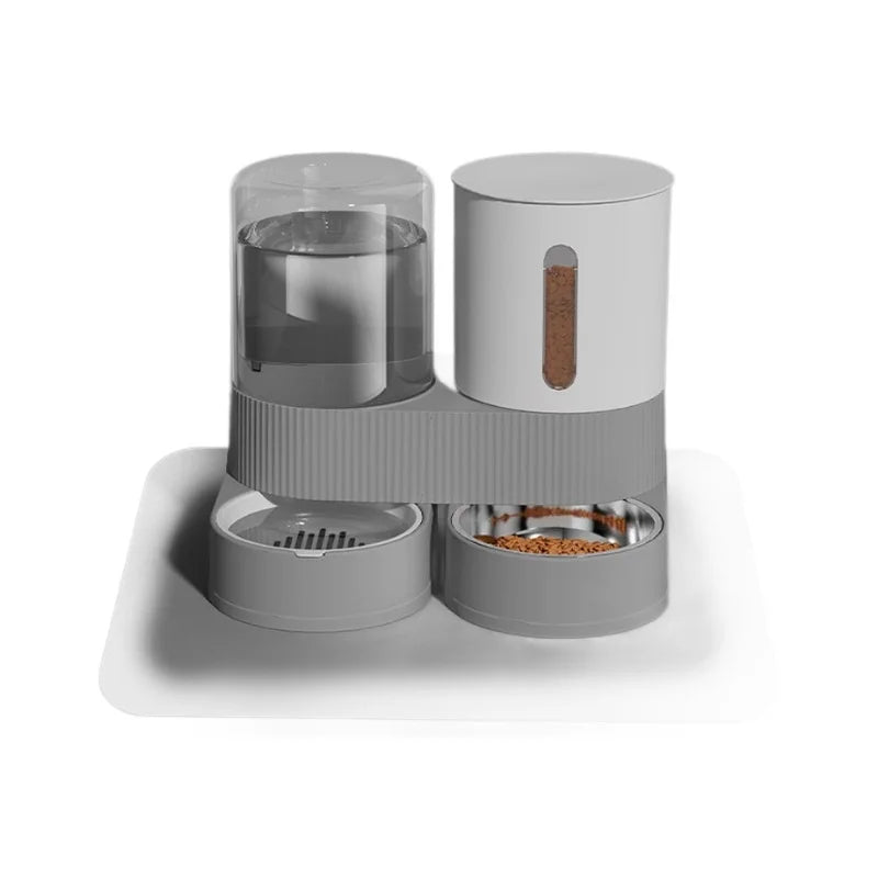 Distributeur automatique de nourriture et d'eau grande capacité - Gamelle intelligente gravitationnelle pour chien et chat