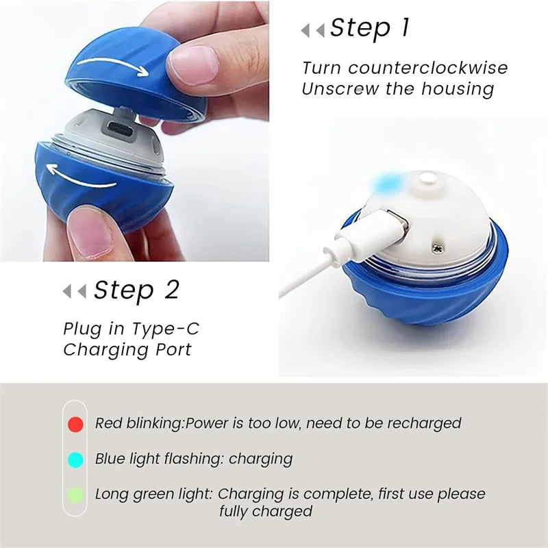 Balle Intelligente Interactive pour Chiens et Chats – Électrique, Rebondissante, Rechargeable USB, Cadeau Idéal