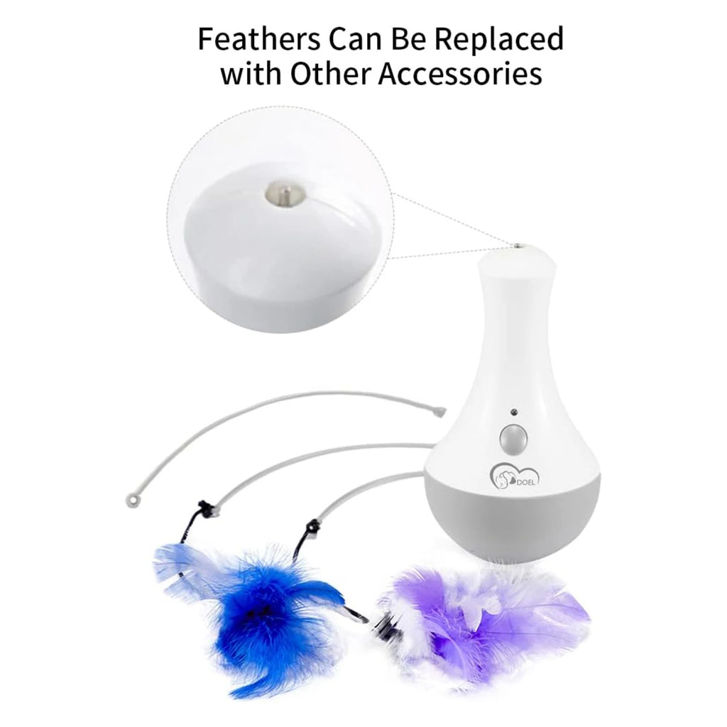 DOEL Jouet Interactif pour Chat – Plume Automatique Rotative, Taquin pour Chaton, Cadeau Idéal